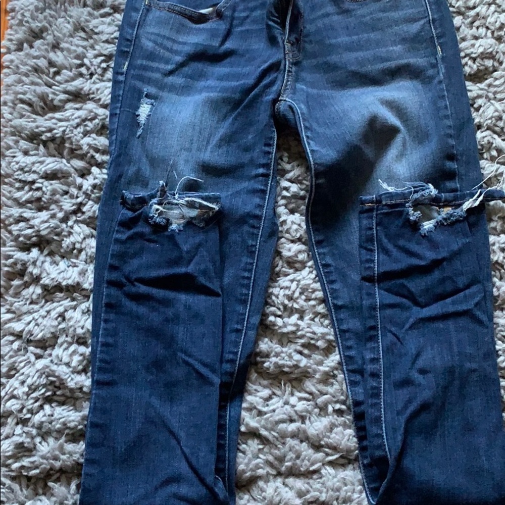 AE BLUE RIPPED JEANS - Picture 3 of 4